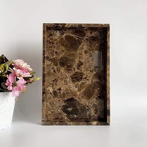 Natural Marble Storage Vanity Tray, Cosmetics Jewelery Tray, Kitchen Organizer, Coffee Table Tray (Coffee Net, 11.8L x 7.87W x 1.18H) - color: Coffee Net