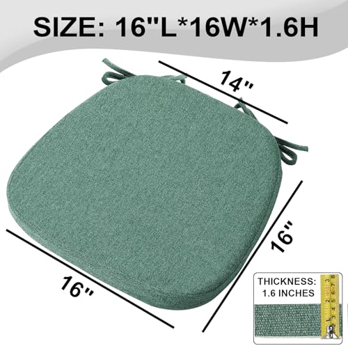 SINOSSO 1 Pack Memory Foam Chair Cushions for Dining Chair, Friendly Woven Fabric 16" U-Shape Comfortable Kitchen Chair Pad, Removable Slip Resistant Seat Cushion (1 Piece, Green) - color: Green