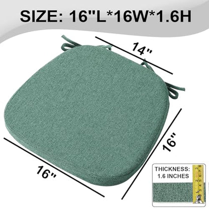 SINOSSO 1 Pack Memory Foam Chair Cushions for Dining Chair, Friendly Woven Fabric 16" U-Shape Comfortable Kitchen Chair Pad, Removable Slip Resistant Seat Cushion (1 Piece, Green) - color: Green