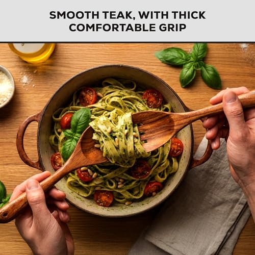 Zulay Kitchen 15-Piece Teak Wooden Utensils for Cooking - Natural Teak Utensil Set with Premium Gift Box - Non-Stick Wooden Spoons for Cooking - Kitchen Gift Set - Comfortable Grip Wooden Utensil Set - size: 15 Piece | Gift Box