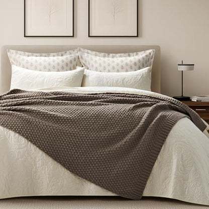 EVERGRACEHOME Chunky Chenille Knit Throw Blanket, 50 x 60, Mocha Brown | Sculpted Moss Stitch, Chic Modern Farmhouse, All-Season Warmth, OEKO-TEX® Certified, Elegant Blanket for Couch, Bed, Sofa - color: Mocha Brown, size: 50" X 60"