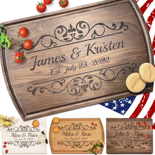 Wooden Cutting Board – Crafted in USA – Serves as Cheese Board, Cutting Board, Chopping Board, Charcuterie Board – Personalized Wood Gift for Wedding, Housewarming, Anniversary, Christmas
