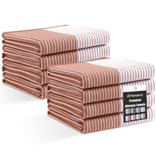 Homaxy Premium 100% Cotton Kitchen Towels 18"x28", 8 Pack, Rust | Large Kitchen Hand Towels, Soft and Absorbent Tea Towel, Dish Towels with Hanging Loops - color: Rust, size: 18 x 28 - 8 Pack