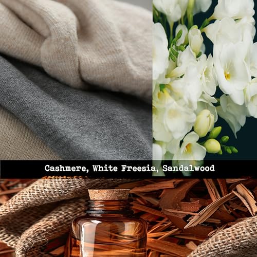 100% Soy, Highly Scented, Hand Poured Soy Candle (Cashmere, White Freesia, Sandalwood (Wooden Wick)) - style: Cashmere, White Freesia, Sandalwood (Wooden Wick)