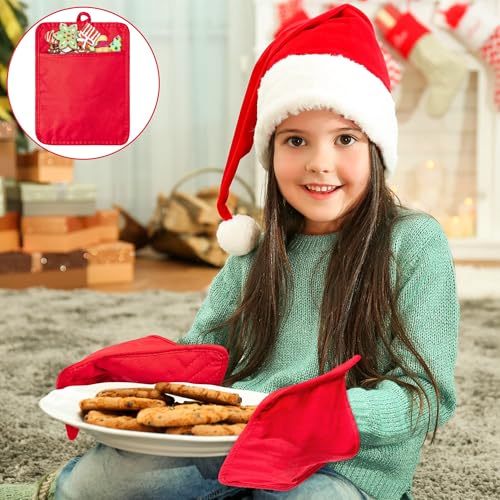R HORSE 6 Pack Christmas Red Green Pot Holders with Pockets, 7''x 9'' | Cotton Kitchen Hot Pads, Heat Resistant Oven Mitts, Non-Slip Potholder Terry Cloth, Ideal for Baking, Cooking, Christmas Gift - color: Red, Green