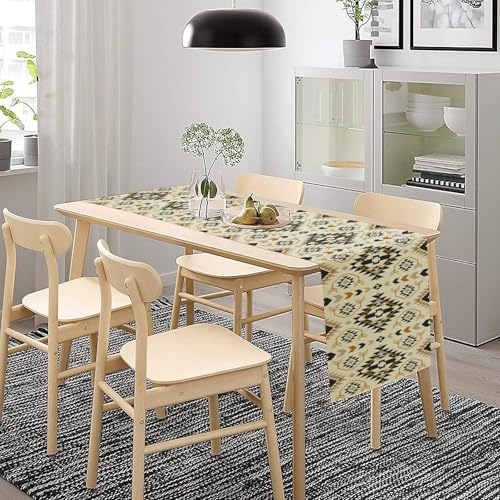Aztec Geometric Ethnic Table Runner, Western Traditional Style Table Runner for Kitchen Family Dinner Table Holiday Party Farmhouse 13x36in - color: Aztec-1, size: 13x36in