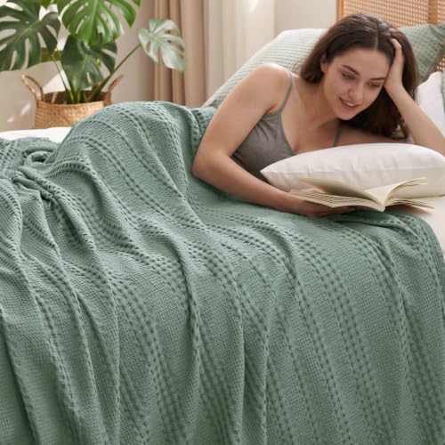 PHF Cooling Waffle Blanket Twin Size for College Dorm, Lightweight 60% Rayon from Bamboo & 40% Cotton Breathable Blanket for Hot Sleepers, Summer Use, Soft Luxury for Bed Couch Sofa, 66"x90", Slate - color: Slate, size: Twin(66 " X 90")