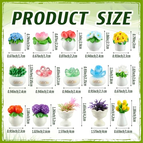 30 Pcs Miniature Plants Accessories Mini Artificial Potted Flower Tiny Resin Greenery Cactus Figurine for Desktop Gift DIY Garden Bonsai Micro Landscape Decoration(Succulents) - style: Succulents