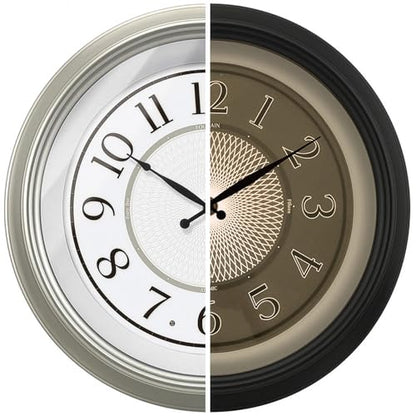 18" Galaxy Large Illuminated Atomic Wall Clock, Silver | Night Light Wall Clock with Smart Sensor, Accurate & Easy to Read for Living Room, Bedroom & Home Office - color: Morning Silver