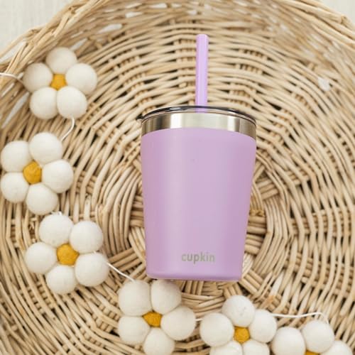 CUPKIN Stackable Stainless Steel Kids Cup Smoothie Tumbler, Powder Coated Insulated Tumblers, BPA Free Lid and Silicone Straw 8 Fl Oz (Pack of 1), Purple - color: Purple, size: 8 Fl Oz (Pack of 1)