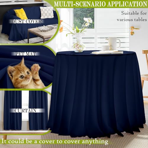 BYDOLL Table Cloth 48 Inch Round Tablecloth Fits Max38 Inch Diameter Table Top,Navy Blue Polyester Washable Wrinkle-Free Spillproof Tablecloth for Party Patio Cover - color: Navy Blue, size: 48" x 48" (Round-Fits Tables 24''-36'')