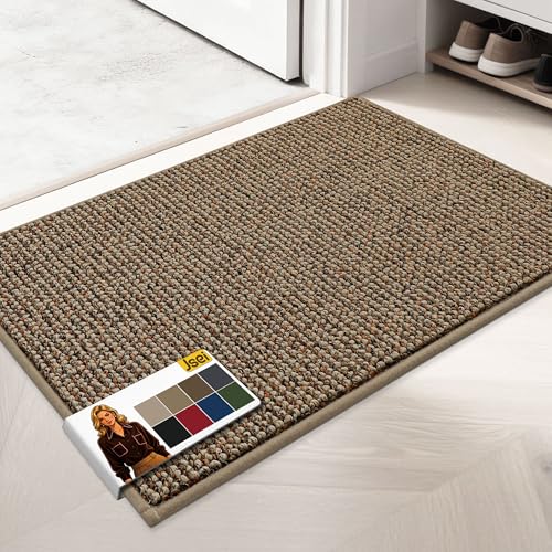 JSEI Door Mat for Entrance, TPR Non-Slip Backing, 20"x32", Taupe | Washable Low Profile Doormat for Front Door & Back Door, Absorbent Dirt-Trapping Entryway Rugs for Wet Shoes & Dirty Paws - color: Taupe, size: 20'' X 32''