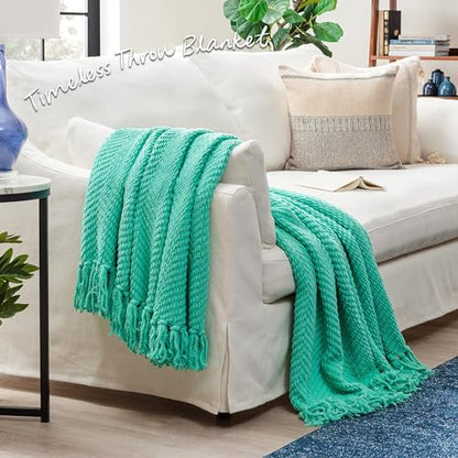 Chanasya Premium Textured Knit Throw Blanket with Tassels - Soft, Cozy Blanket for Couch, Bed, Living Room - 50" x 65” - Holiday - color: Holiday