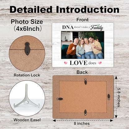 YSTEP Family Photo Frame, DNA Doesn't Make You Family Love Does Picture Frame, Adoption Day Gifts, Wood 4x6 Picture Frame for Desk Display-B18 - style: Style 5