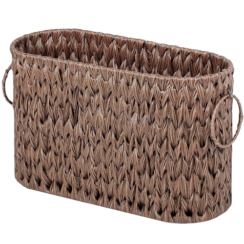 GRANNY SAYS Wicker Toilet Paper Storage, Bathroom Storage Basket, Brown | Toilet Paper Basket for 6 Mega Rolls, Waterproof Toilets Papers Holder, Wicker Baskets for Bathroom Accessories - color: Brown, size: 15¾"L x 6½" Wx 9½"H (No Lid)