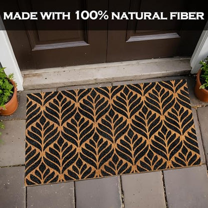 Door Mat Modern Outdoor 30x17 Inch, Geometric Pattern Welcome Mat Coir | Natural Coco Fibers, Dirt Scraper, Pvc Backing, Covered Porch Farmhouse Decor, Warm Welcome Everyday Use, Housewarming Gift