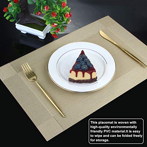 DACHUI Placemats Set of 6, Stylish Woven Place Mats, Washable & Durable - color: Gold, size: 6PCS