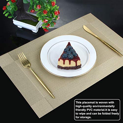 DACHUI Placemats Set of 6, Stylish Woven Place Mats, Washable & Durable - color: Gold, size: 6PCS