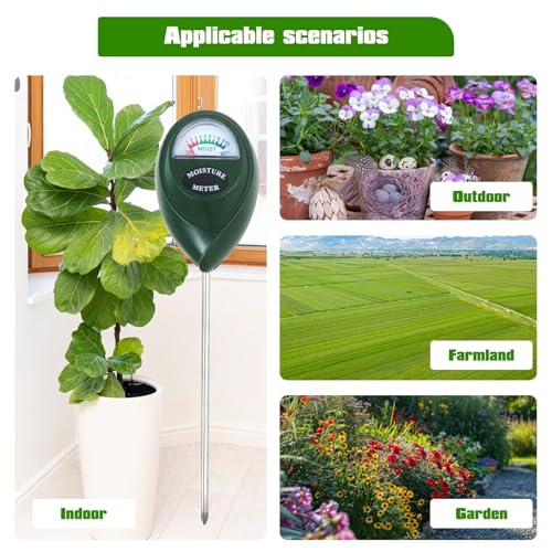 2 Pack Green Soil Moisture Sensor Meter Water Monitor Compatible for Plants/Garden Care/Farm/Indoor/Outdoor Use, Easy to Read Levels