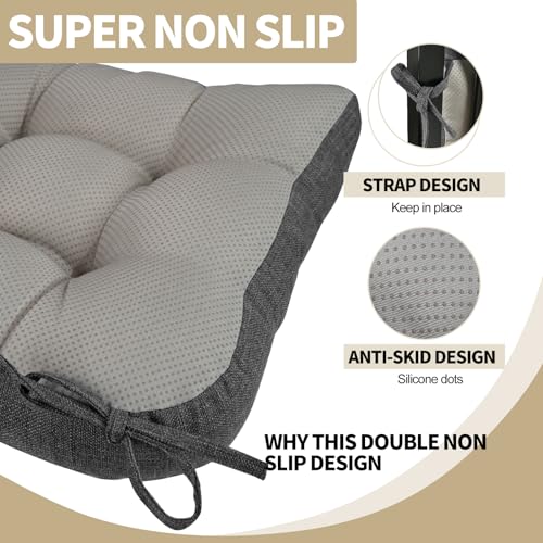 BUYUE Chair Cushion Set for Rocking Chair, Back Pillow & Seat Cushion with Ties, Original Woven Fabric Non-Slip Chair Pads for Elderly Sitting, Dark Gray - color: Dark Gray