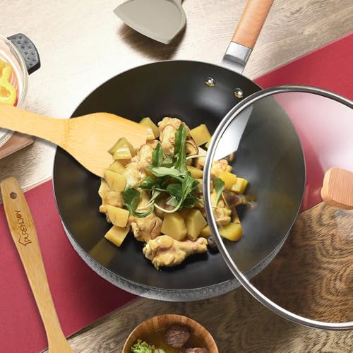 Bamboo Spatula Spoon (Sey of 6) | Nonstick Kitchen Utensil Set Cooking Utensil Set, Bamboo Wooden Spoons for Cooking Wood