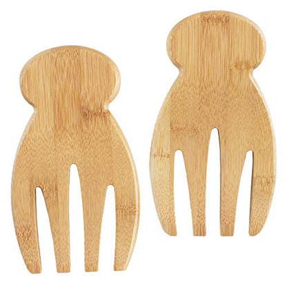 Totally Bamboo Salad Hands, Wood Salad Tongs Alternative for Serving | 2-piece bamboo salad claw servers. Wide scoop for tossing greens, pasta, and fruit. Bowl-grip knob catches on bowl rim. - color: Bamboo
