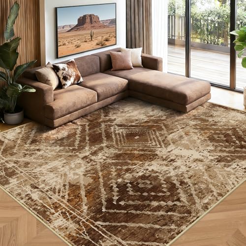 8'x10' Washable Area Rug for Living Room Bedroom Cow Print | Soft Western No Slip Low Pile Print Foldable Indoor for Kitchen Dining Room - color: Abstract/Cowhide, size: 8' x 10' (Rectangular)
