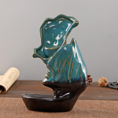 Man Kissing Woman Face Statue Backflow Incense Holder,Valentine's Day Waterfall Incense Burner Holder for Sticks Cones Home Office Yoga AI037 - color: Face Statue 2