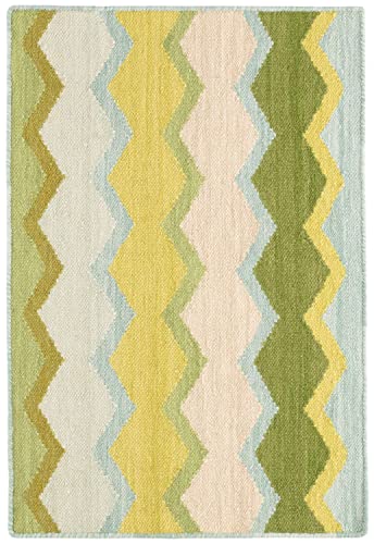 Dash & Albert Safety Net Green Geometric Handwoven Wool Runner Rug, 2'6"x8' | Green Handwoven Wool Rug, , / Geometric Pattern - color: Green, size: 2'6" x 8' (Runner)