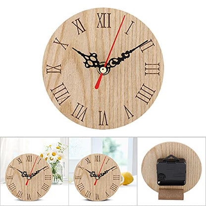 Farmhouse Wall Clock, Classic Rustic Antique Wood Silent Battery Operated, Rustic Wall Decor, 12cm Large Numerals Metal Circle Quiet Movement, for Office Kitchen Bedroom Living Roo