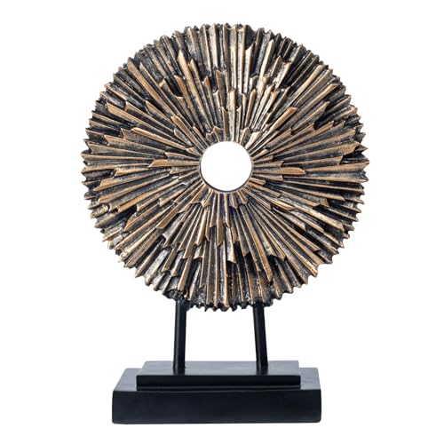 EZ4ENCE Round Statue,Modern Sculpture for Coffee Table,Office Decor,Copper | Minimalist Above Cabinet Decor Kitchen, Home Decorations for Living Room, Office Decor for Men, Center table Decoration - color: Copper&black