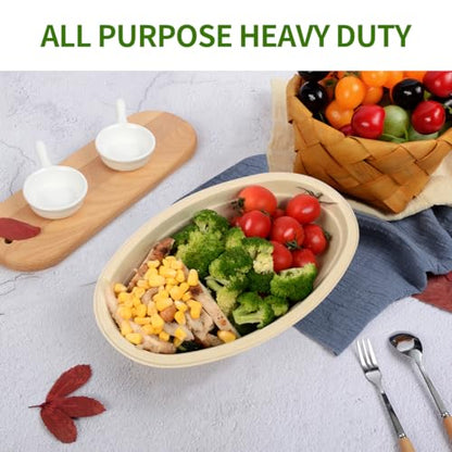 28 oz Oval Paper Bowls 100 Pack Chipotle Style Oval Disposable Bowls | BPA Free Sugarcane Fiber Pulp Bowls, Serving Burrito, Nachos, Taco Salads, Baked Potatoes, Taco Bar Supplies for Party - size: Oval 9.69 x 6.22 x 1.65 inch