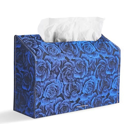 Leather Cover for Disposable Paper Hand Towel Box, Compatible with Kleenex Paper Hand Towel(1-3D Rose Blue) - color: 1-3d Rose Blue