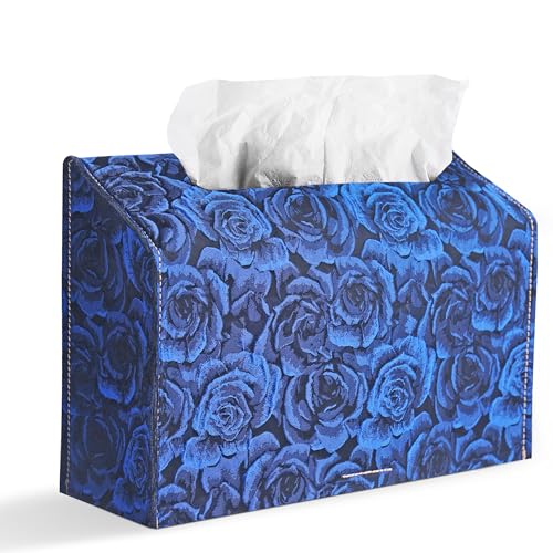 Leather Cover for Disposable Paper Hand Towel Box, Compatible with Kleenex Paper Hand Towel(1-3D Rose Blue) - color: 1-3d Rose Blue