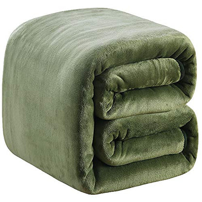 Fleece Blanket Twin Size 350GSM Lightweight Throw for The Bed Extra Soft Brush Fabric Super Warm Sofa Blanket 66" x 90"(Green Twin) - color: Green, size: Twin (90-Inch-by-66-Inch)