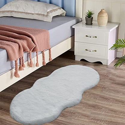 Latepis Area Accent Rug 2x4 Grey Furry Rug Washable Faux Fur Fluffy Shag Rugs Plush Shaggy Soft Rabbit Rugs for Playroom Sofa Bedroom Nursery Room Sheepskin - color: Grey, size: 2' x 4' (Accent)