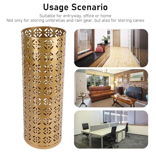 TOPINCN Metal Umbrella Holder, Round Umbrella Stand Rack for Entryway Home Office, Freestanding Umbrella Holder Bin Rain Collection Umbrella Organizer Canes Walking Stick Storage Bin (S)