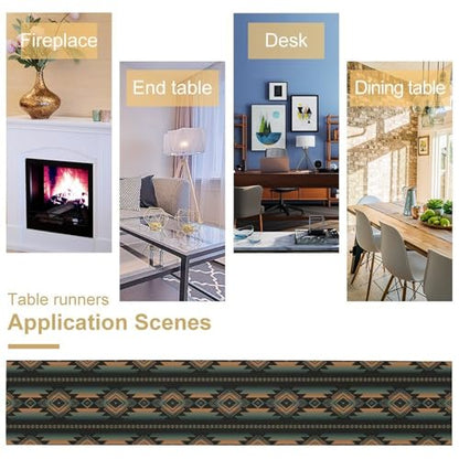 Retro Aztec Table Runner, American Southwest Traditional Tribal Geometric Art Printed Runner for Home Kitchen Dining Table Party 13x36in - color: Aztec-6, size: 13x36in