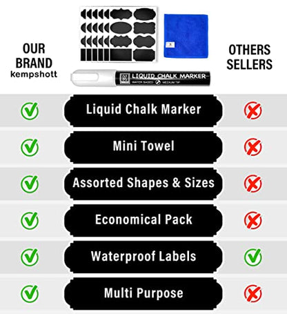 Chalkboard Labels for Jars, 162pcs Waterproof Reusable Stickers with Marker | 12 Shapes & 3 Sizes Chalk Sticker Labels for Jars & Containers, Easy-Wipe Labels Include Erasable Liquid Chalk Marker & Cloth - style: 162 Labels - 12 Shapes & 3 Sizes