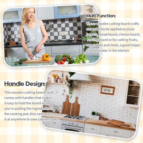 Zubebe 12 Pcs 11 x 5 Inch Acacia Wood Cutting Board with Handle | Charcuterie Board for Laser Engraving, Serving Chopping Board with Handle for Wedding Housewarming Mom Christmas Gift - size: 11"L x 5"W