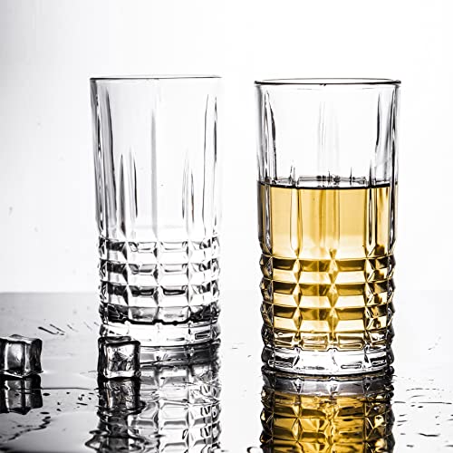 Tall Highball Drinking Glasses Set of 6, Water Glasses, Cocktail Glass 14 oz Clear - style: Style B