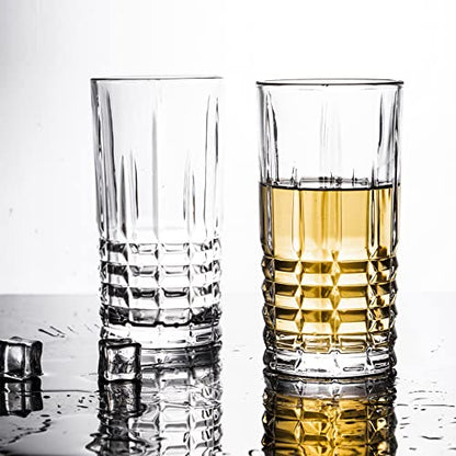 Tall Highball Drinking Glasses Set of 6, Water Glasses, Cocktail Glass 14 oz Clear - style: Style B