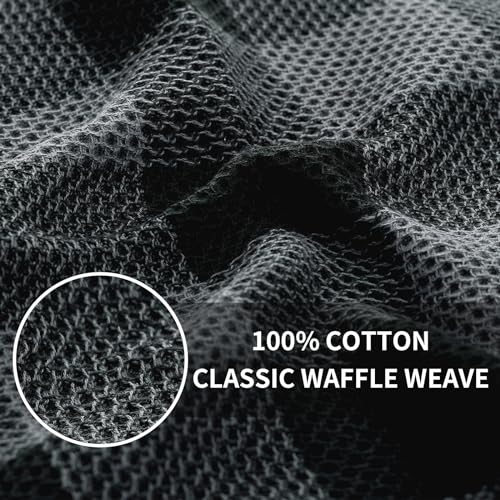 Homaxy 100% Cotton Plaid 4 Pack Kitchen Towels, 13" x 28", Black & Grey | Waffle Weave, Plaid, Super Soft and Absorbent Dish Towels, Quick Drying, Multi-Purpose - color: Black & Grey, size: 13 x 28 - 4 Pack