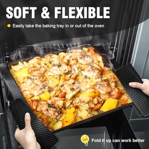 Walfos Silicone Trivet Mats - 4 Heat Resistant Pot Holders, Multipurpose Non-Slip Hot Pads for Kitchen Potholders, Hot Dishers, Jar Opener, Spoon Holder, Food Grade Silicone & BPA Free (Black) - style: 7.1+7in, 4 Black Round + Square