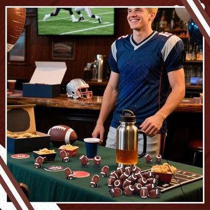 RoundFunny 50 Pcs Mini Football Figurine for Craft Resin Miniature Football | Small Fall Football Party Favors, Football Simulation Model for DIY Craft Birthday Gift Bag Stuffer Cake Topper Party Decor - style: Mini Football