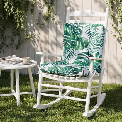 Hoteam 4 Set Outdoor Patio Chair Cushions 20 x 42 in Deep Seat Waterproof Patio Cushions Set for Furniture Replacement Removable Seat and Back (Monstera Deliciosa) - style: Monstera Deliciosa