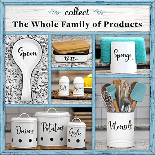 Home Acre Designs Sponge Holder for Kitchen Sink - Rustic Farmhouse Home & Kitchen Decor - White Ceramic - style: Farmhouse
