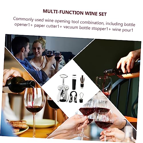 4-Piece Multifunctional Stainless Steel Wine Opener Set Foil Cutter Manual Corkscrew for Home Use for Wine Lovers and Entertaining