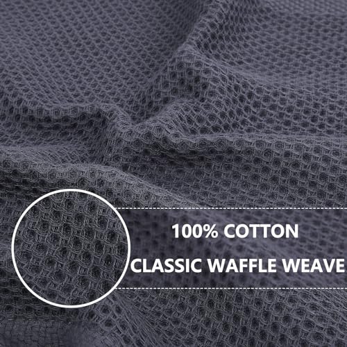 Homaxy 100% Cotton Waffle Weave Kitchen Dish Towels 12-Pack, Dark Grey | 13 x 28 Inches, Ultra Soft Absorbent Dish Towels, Quick Drying Cleaning Towels - color: Dark Grey, size: 13 X 28 - 12 Pack