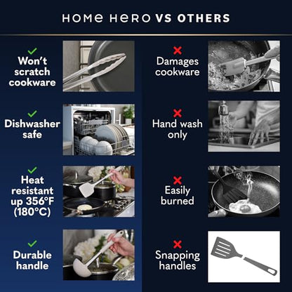 Home Hero Silicone Kitchen Utensils Set - Heat Resistant Non-Scratch Cooking Utensils - Ergonomic Silicone Spatula Set - Dishwasher Safe Kitchen Tools - 26 Piece, Stone - size: 26 Pcs